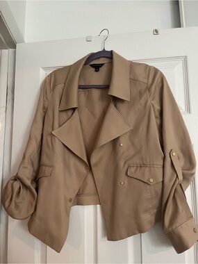 Ann Taylor Cropped Taupe Utility Blazer